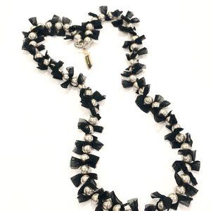 Neiman Marcus Lee Angel Black Mesh Glass Pearl Strand Necklace NWT 398